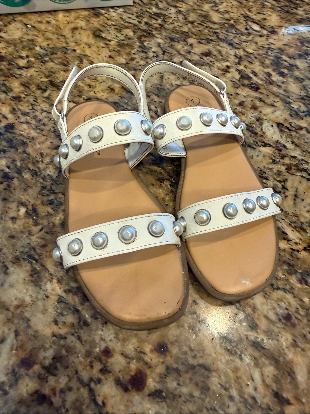 Cat & Jack White Studded Leather Slingback Sandals